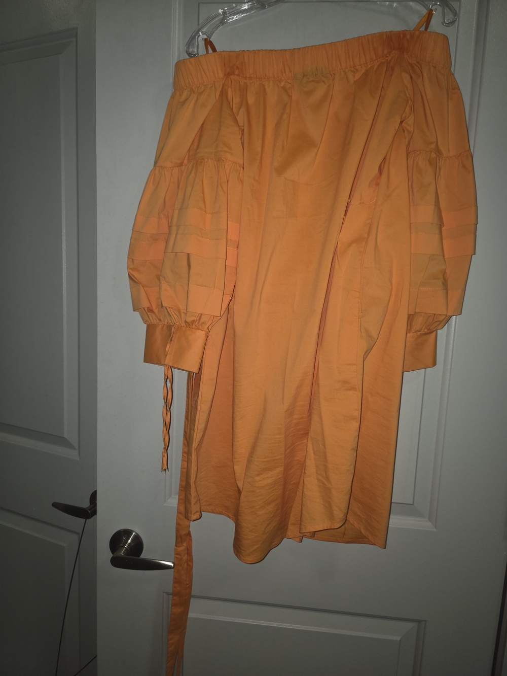 New York & Company Orange Off-Shoulder Mini Dress